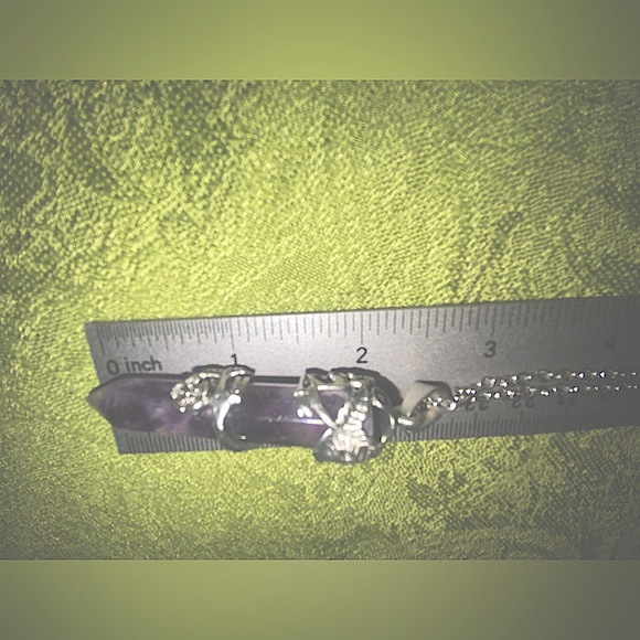 Amethyst Wrapped w/Silver Pendant & Necklace- Hand Made Mystical Healing Crystal - Picture 12 of 16